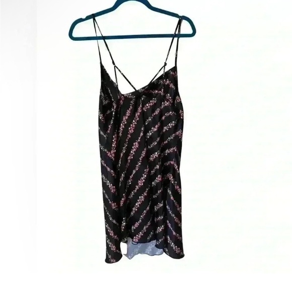 Free People Floral Black Satin Spaghetti Strap Mini Slip
Dress Y2K - Picture 3 of 9
